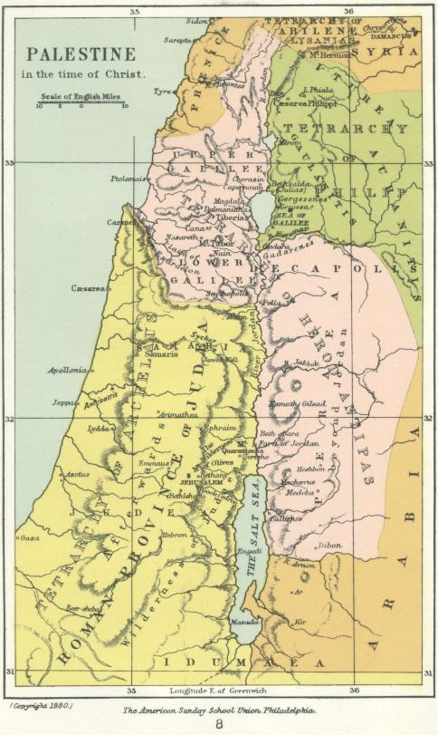 Palestine in the time of Christ Map