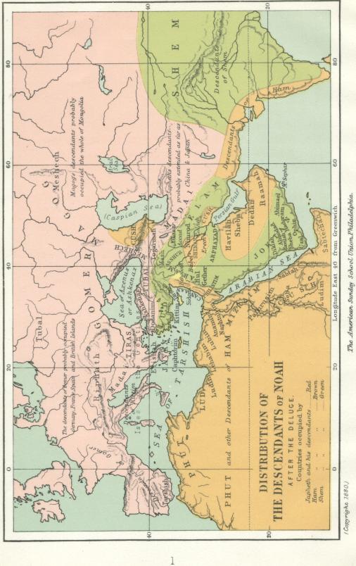 Distribution of the Descendants of Noah Map