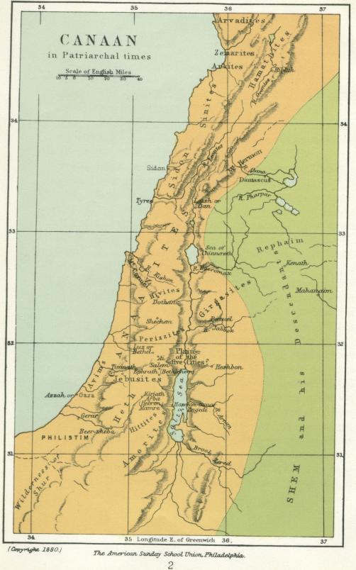 Canaan in Patriarchal Times Map